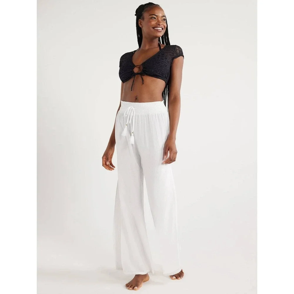 J Valdi Women's Cancun Wide-Leg Swim‎ Cover-Up Pants Size Large